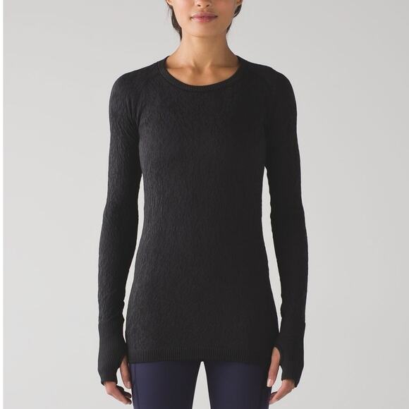 LULULEMON Rest less Pullover Black Textured Long Sleeve Running Active Women's 8 - Picture 2 of 14